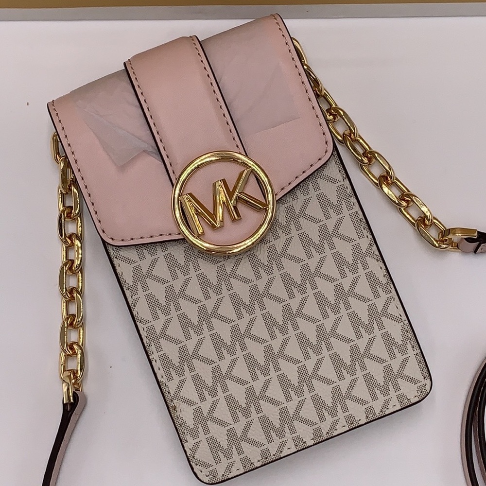 NWT MICHAEL KORS CARMEN SMALL NORTH SOUTH PHONE XBODY POWDER BLUSH MULTI - Picture 10 of 15